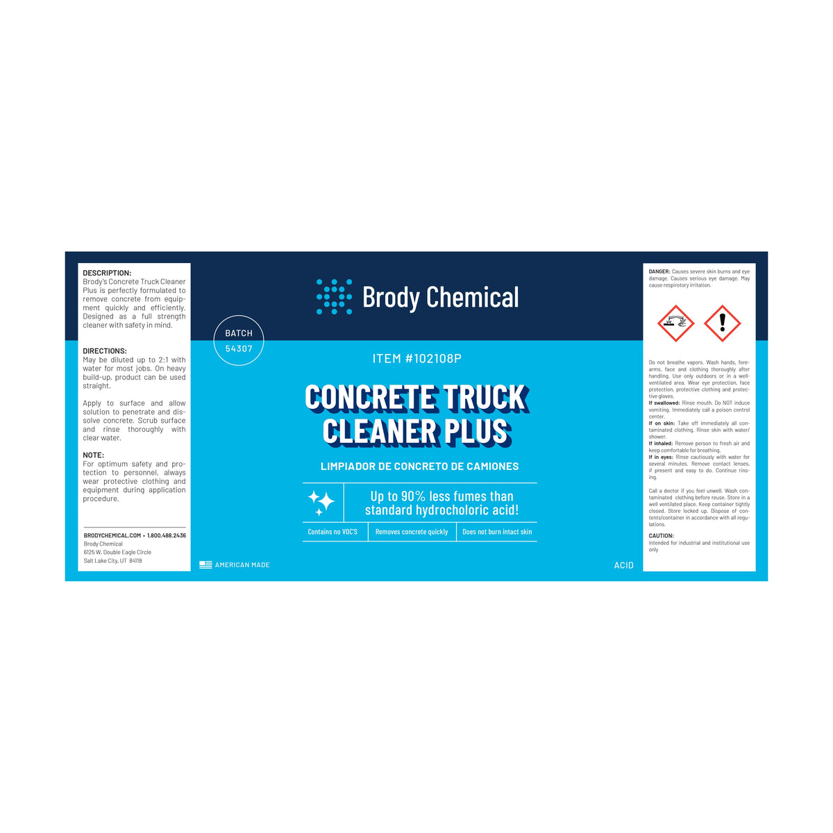 Brody Chemical 102108P Concrete Truck Cleaner Plus