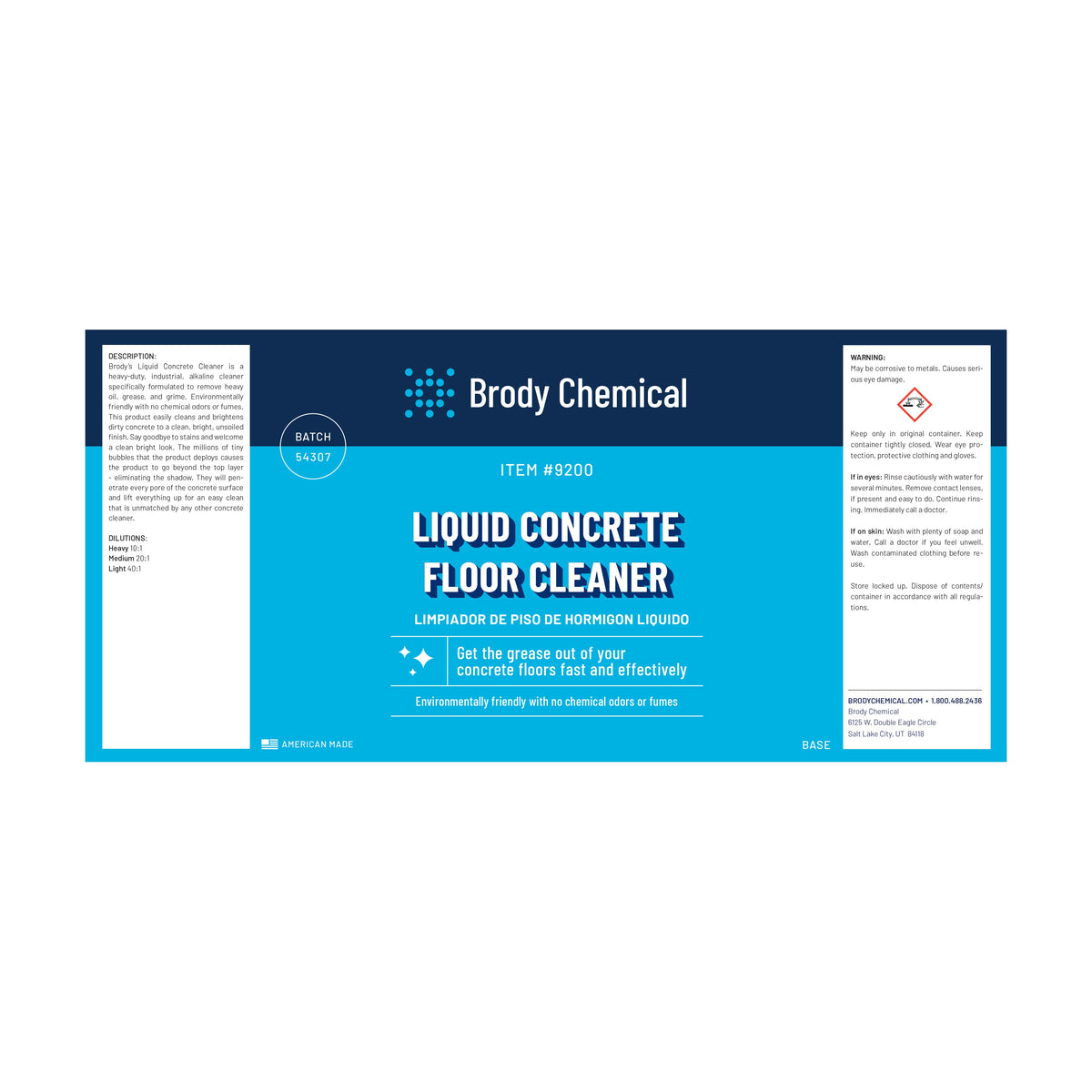 Brody Chemical 9200 Liquid Concrete Floor Cleaner
