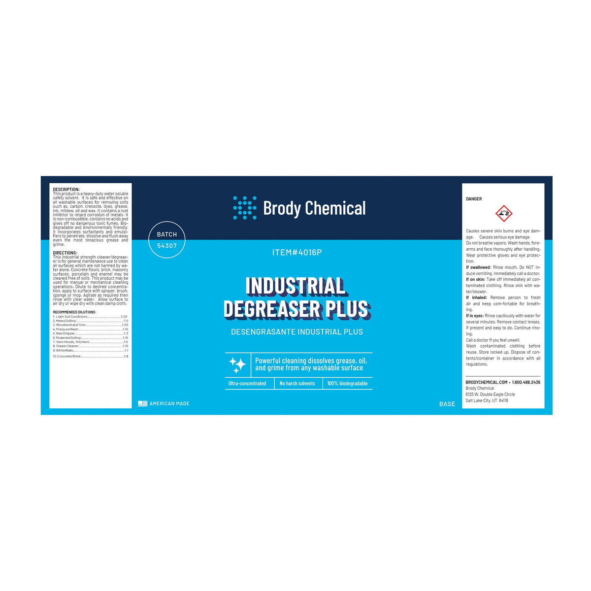 Brody Chemical 4016P Industrial Degreaser Plus