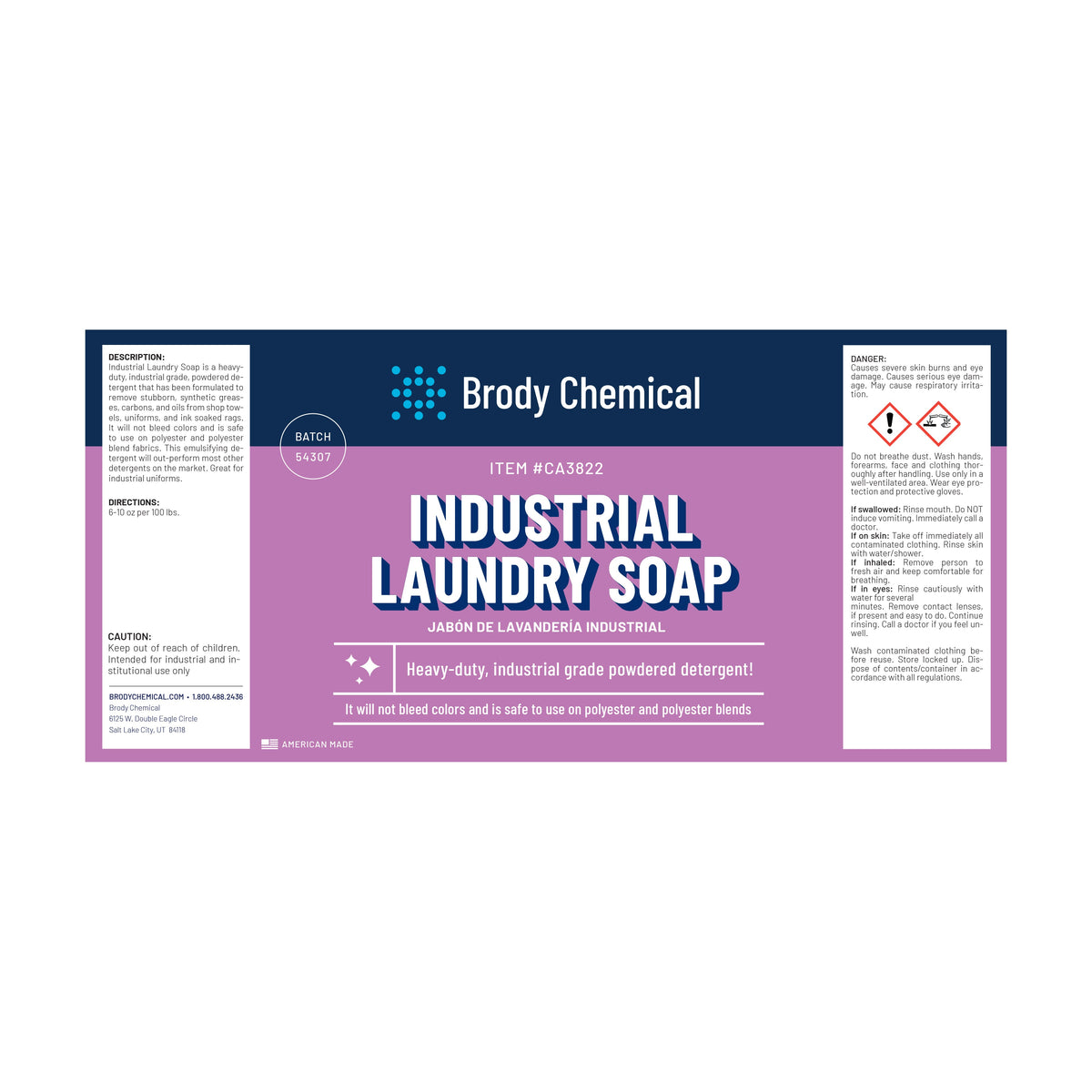 Brody Chemical CA3822 Industrial Laundry Soap