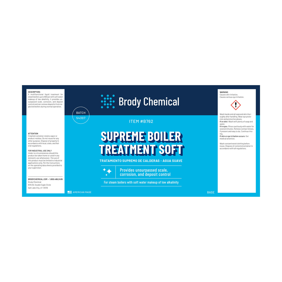 Brody Chemical B762 Supreme Boiler Treatment Soft