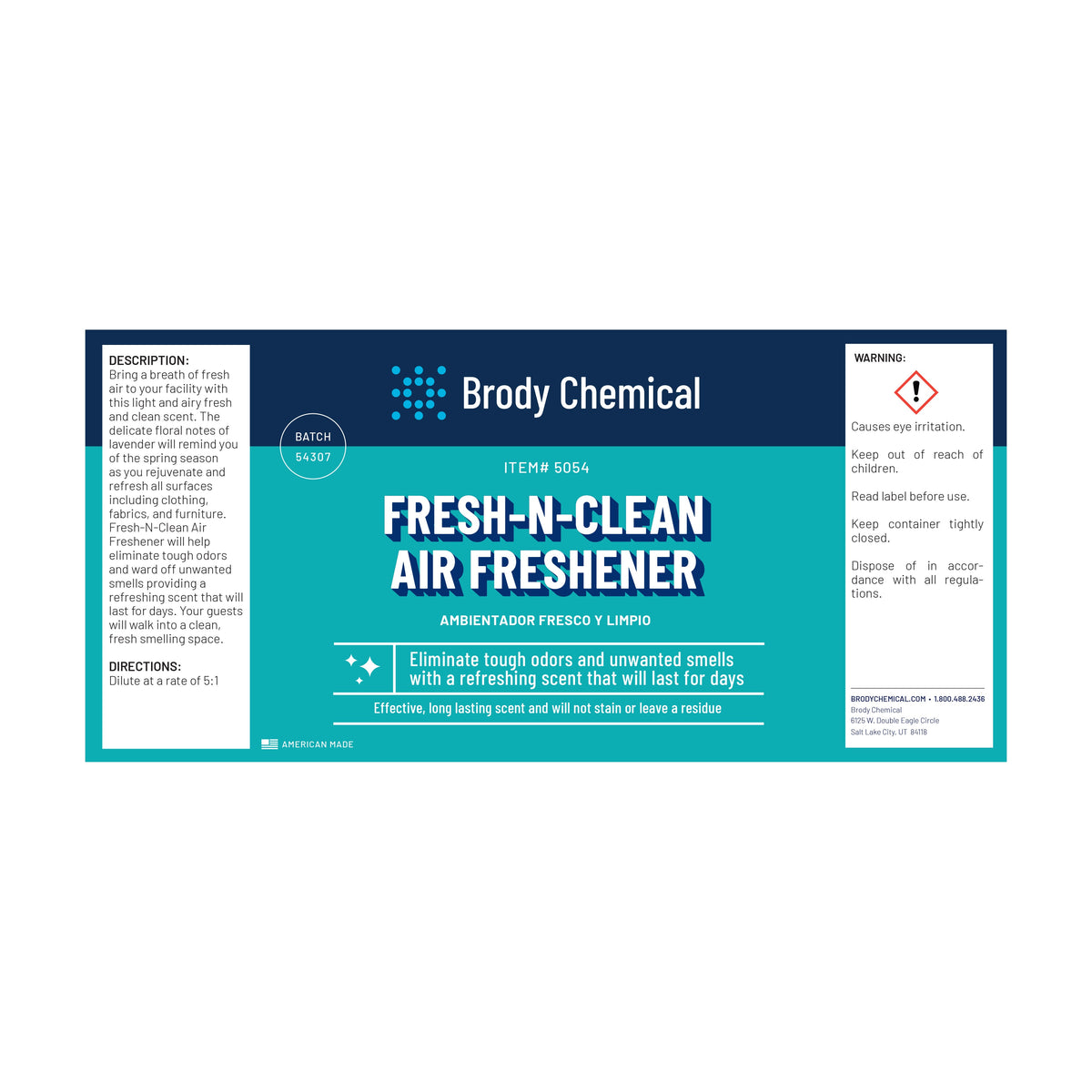 Brody Chemical 5054 Fresh N Clean AIR Freshener
