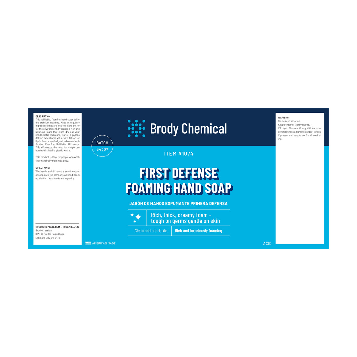 Brody Chemical 1074 First Defense Foaming Hand Soap