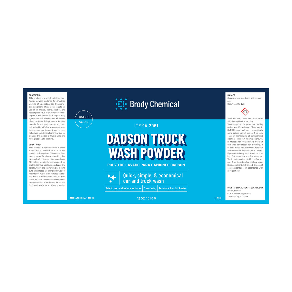 Brody Chemical 2961 Dadson Truck Wash Powder