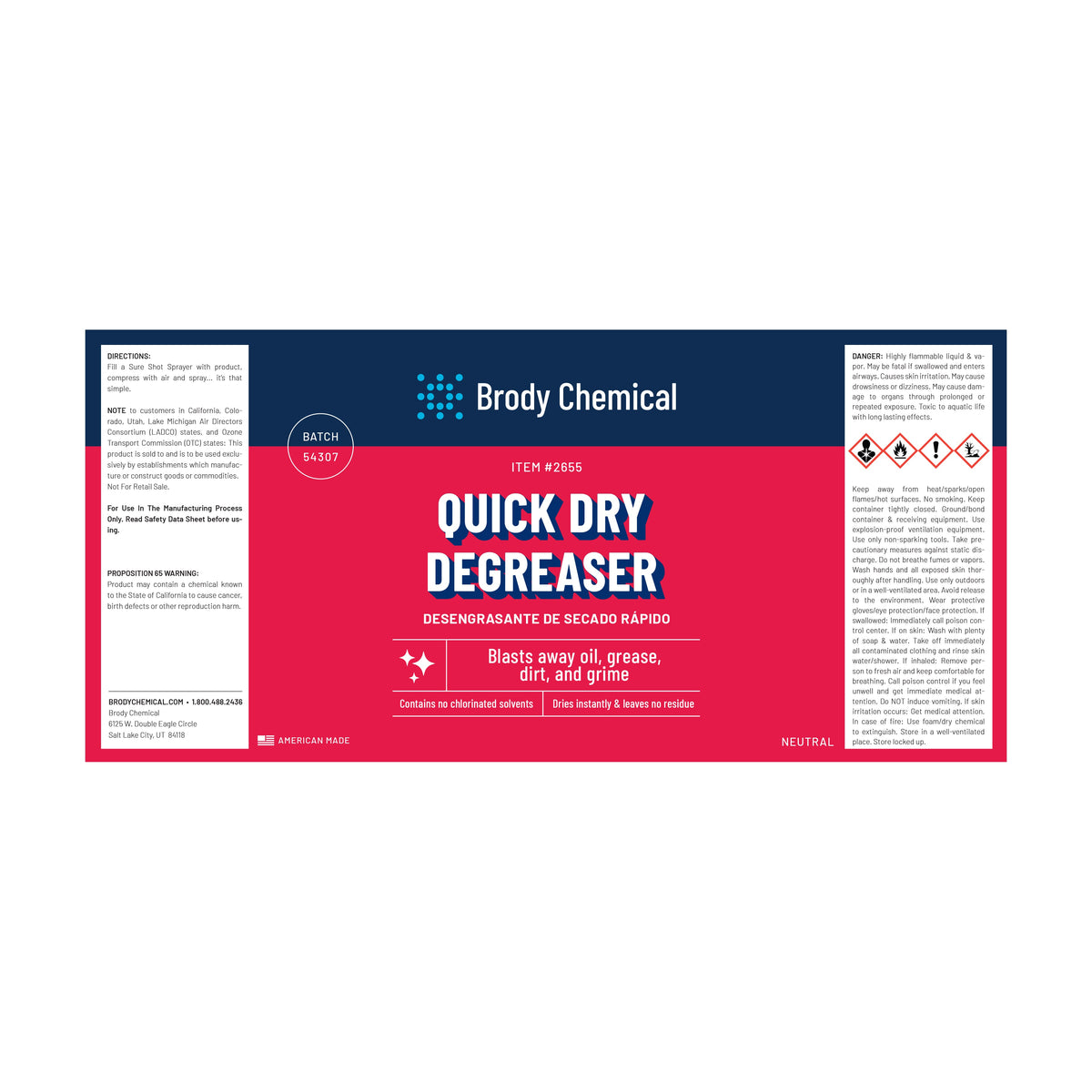 Brody Chemical 2655 Quick DRY Degreaser