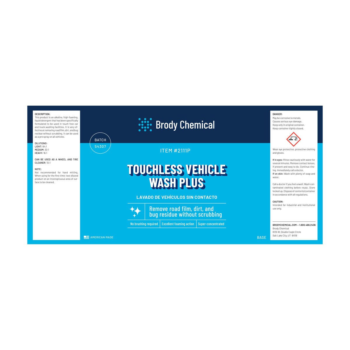 Brody Chemical 2111P Touchless Vehicle Wash Plus