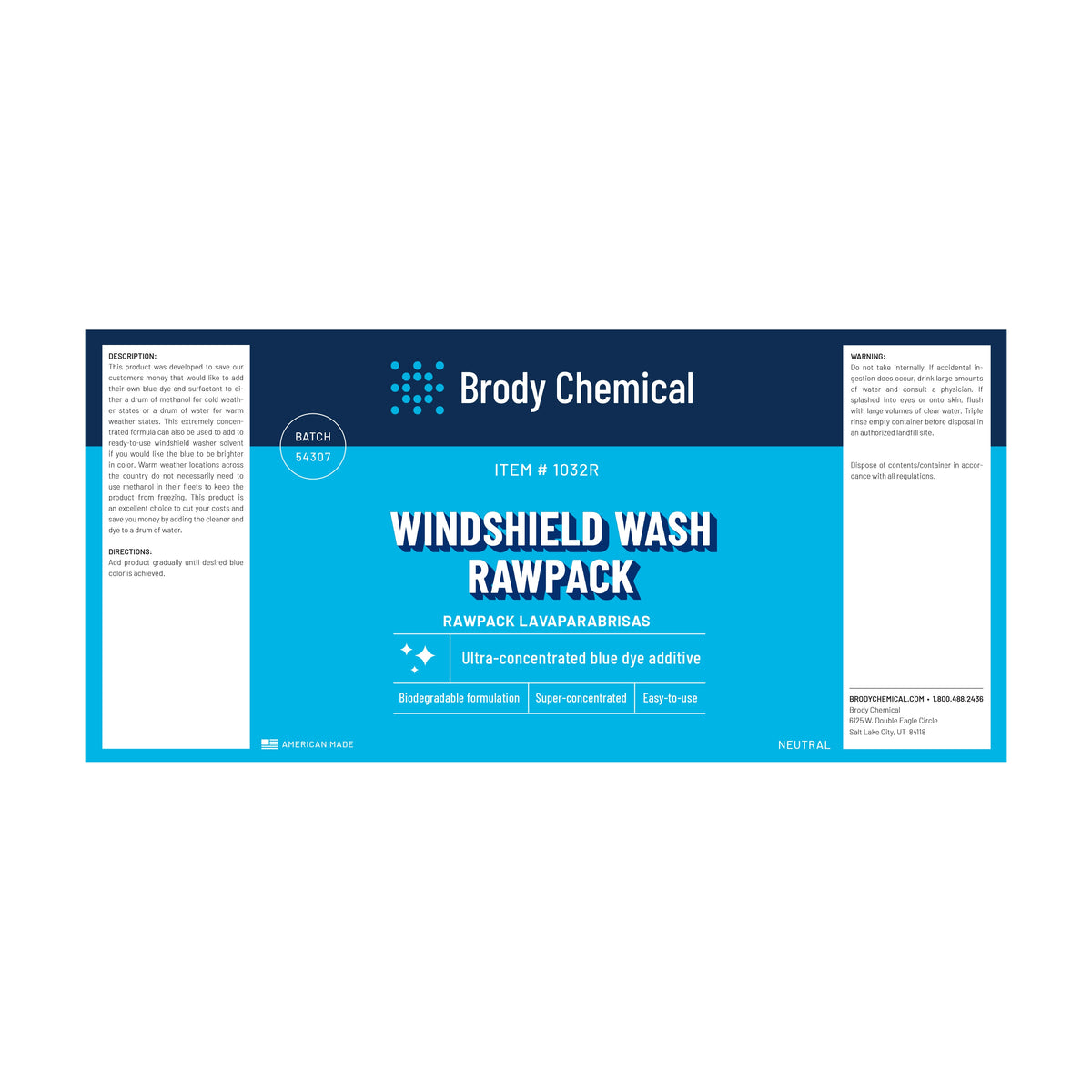 Brody Chemical 1032R Windshield Wash Rawpack