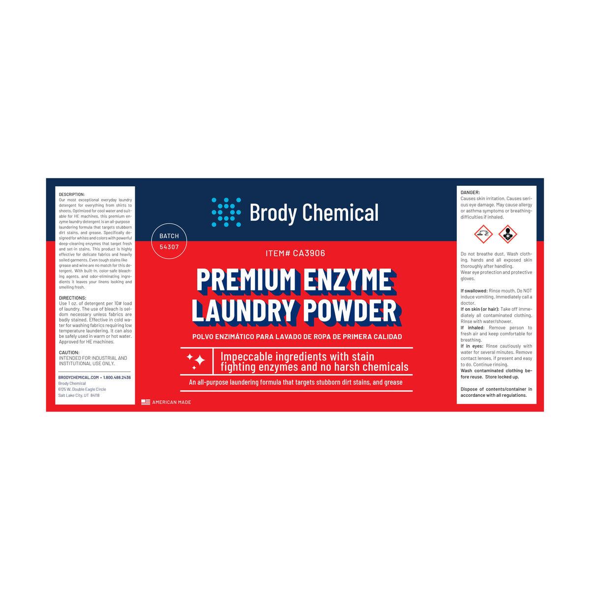 Brody Chemical CA3906 Premium Enzyme Laundry Detergent
