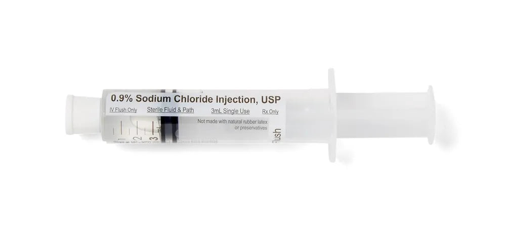 3mL saline in 10mL syringe (Medline EMZ131240)