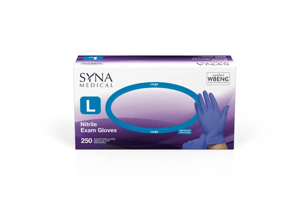 Medline SYNA Medical Powder-Free Nitrile Exam Gloves, 4.0 MIL (Medline WBESYNAG250)