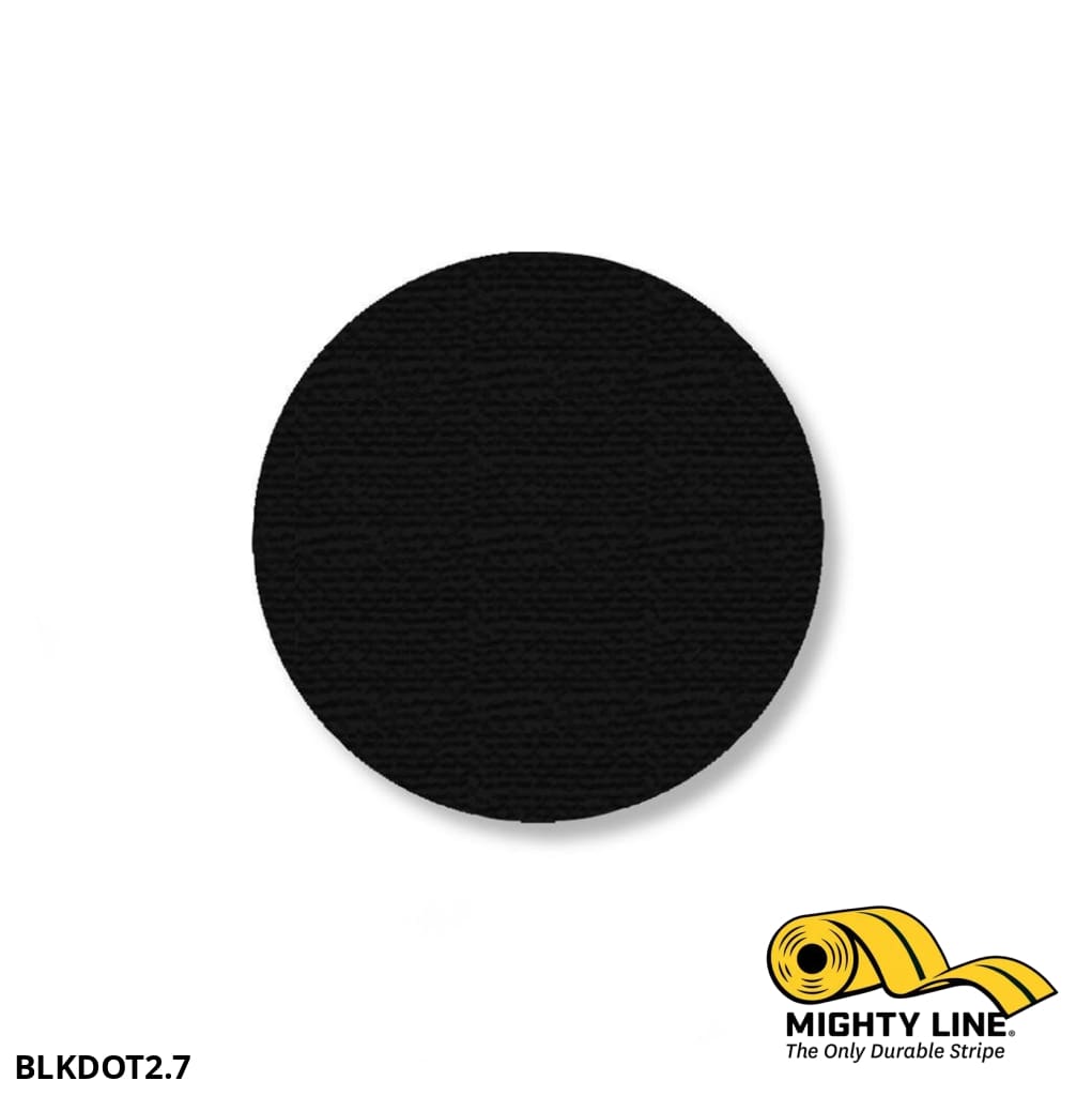 Mighty Line Tape 2.7 in Black Floor Tape Dots, Pack of 100