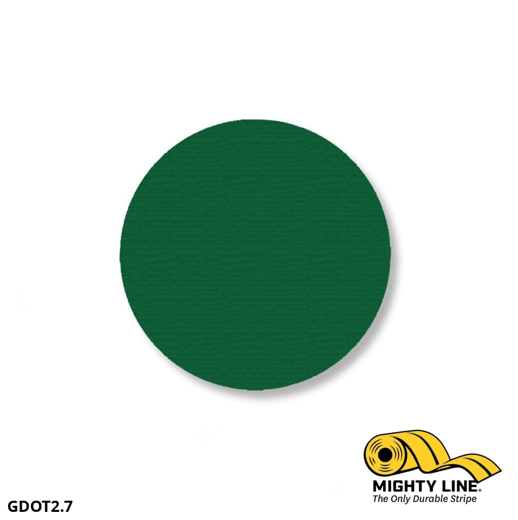 Mighty Line Tape 2.7 in Green Floor Tape Dots, Pack of 100