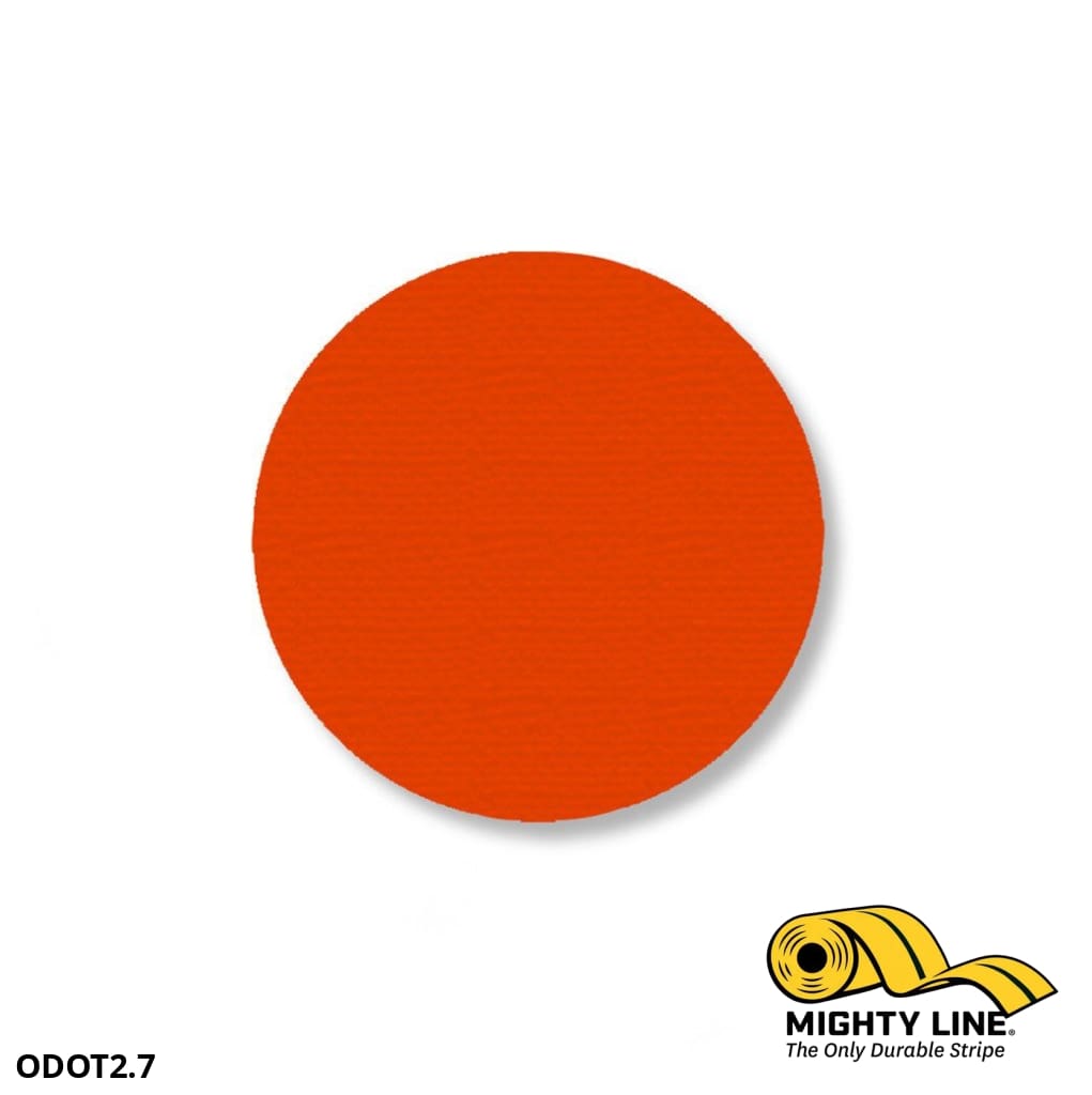 Mighty Line Tape 2.7 in Orange Floor Tape Dots, Pack of 100