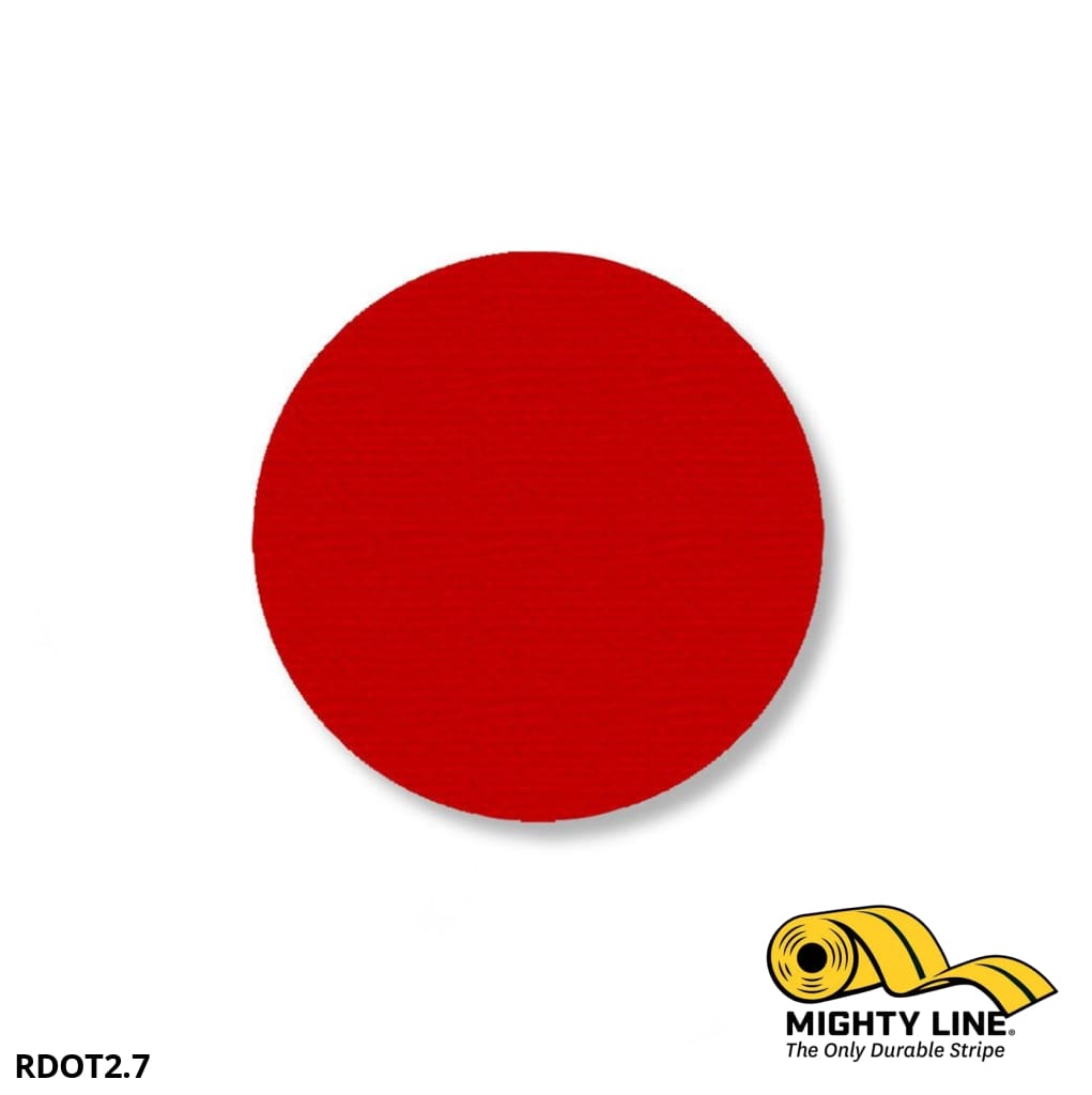 Mighty Line Tape 2.7 in Red Floor Marking Dots, Pack of 100