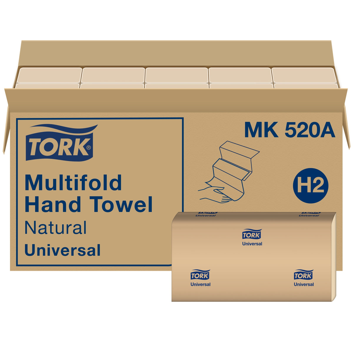 Tork MK520A Universal Multifold Hand Towel, Natural, 16 Packs x 250 Sheets