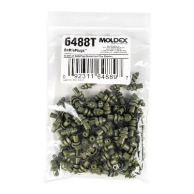 BATTLEPLUGS Impulse Earplug Replacement Tips for #6498 Regular Size (50 Pair per Bulk Package NOT individually packed by pair.) (Moldex™ 6488T)