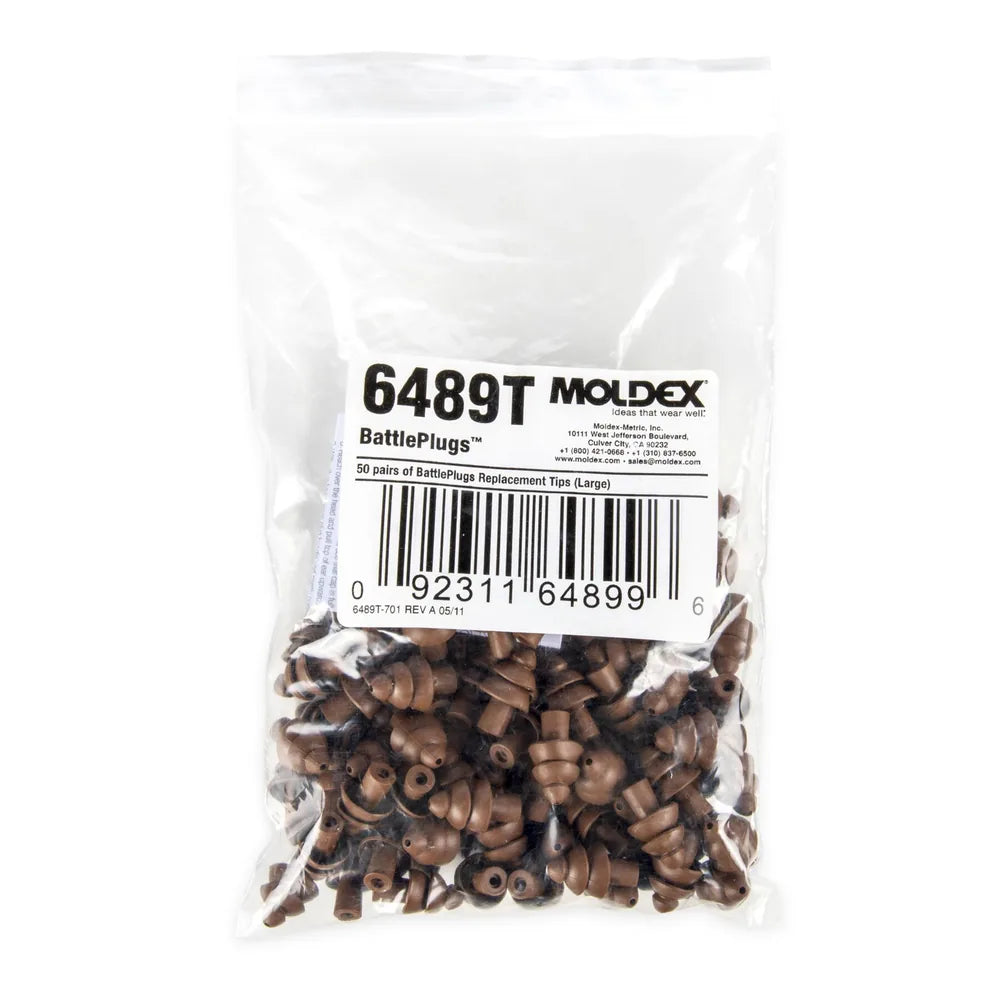 BATTLEPLUGS Impulse Earplug Replacement Tips for #6499 Large Size (50 Pair per Bulk Package NOT individually packed by pair.) (Moldex™ 6489T)