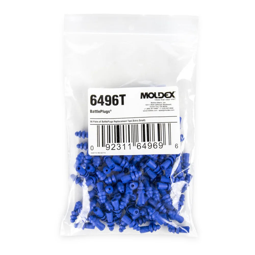 BATTLEPLUGS Impulse Earplug Replacement Tips for #6496 Extra Small Size (50 Pair per Bulk Package NOT individually packed by pair.) (Moldex™ 6496T)