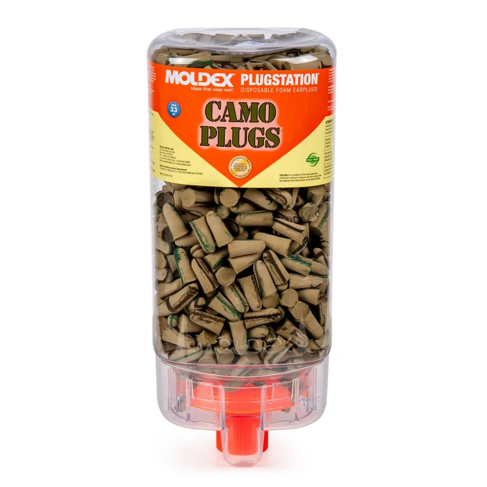PLUGSTATION 500 Pairs CAMO PLUGS, NRR 33 (With Mounting Bracket) (Moldex™ 6648)