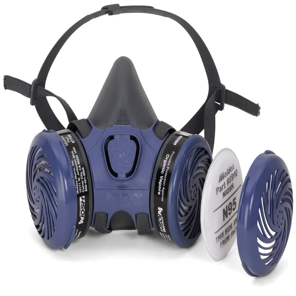 Size Small, 7000 Series Pre-Assembled Paint Spray/Pesticide Waterbased Only Half Mask Respirator (Includes 8910 N95 filters, 7020 retainers, 7100 cartridges) (Moldex™ 7111)