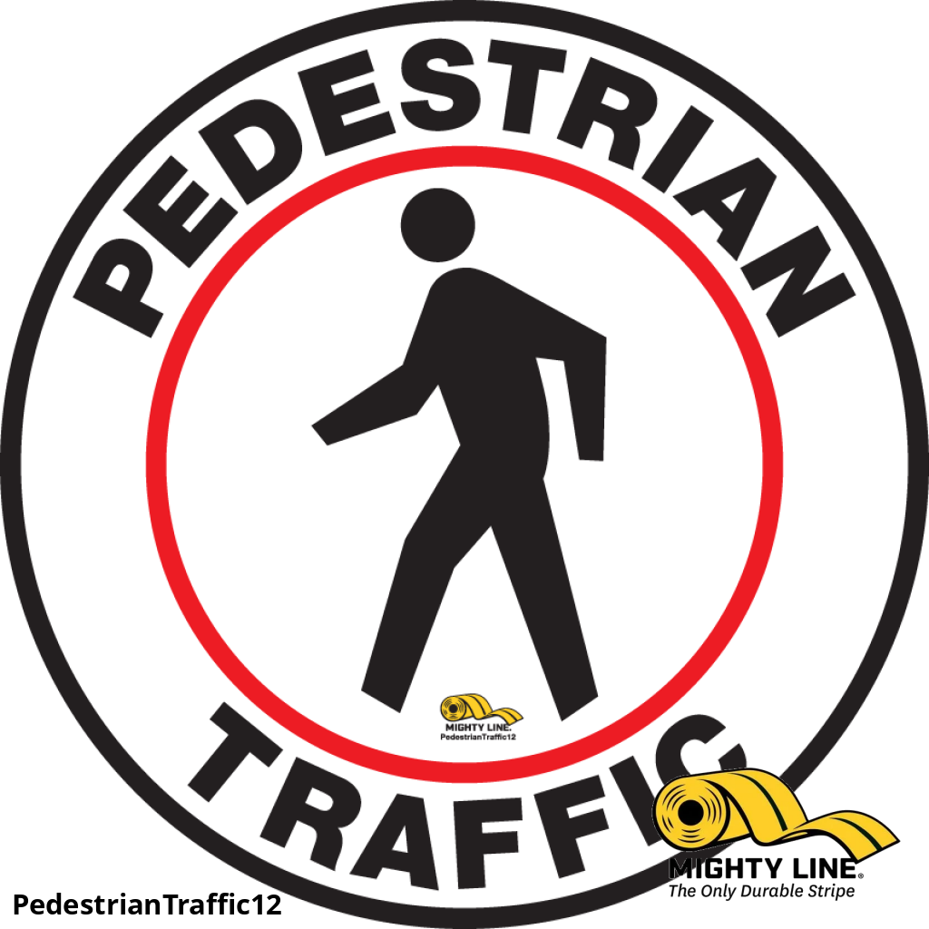 Mighty Line 24 in Pedestrian Traffic Floor Sign, Floor Marking Sign