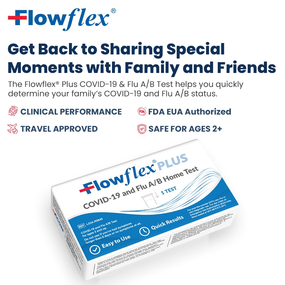 Flowflex® Plus COVID-19/Flu A&B Antigen Home Test (1 Test / Kit) Case of 300 Kits