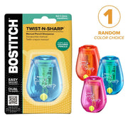 Bostitch PS1-ADJ Twist-n-Sharp Manual Pencil Sharpener, Assorted Colors