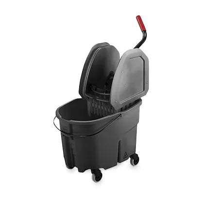 Mop Bucket & Wringer Combo, 35 Qt, High-Efficiency Down Press Wringer, Yellow, Durable 3" Casters, 1/CT (Raxwell RJF1001)