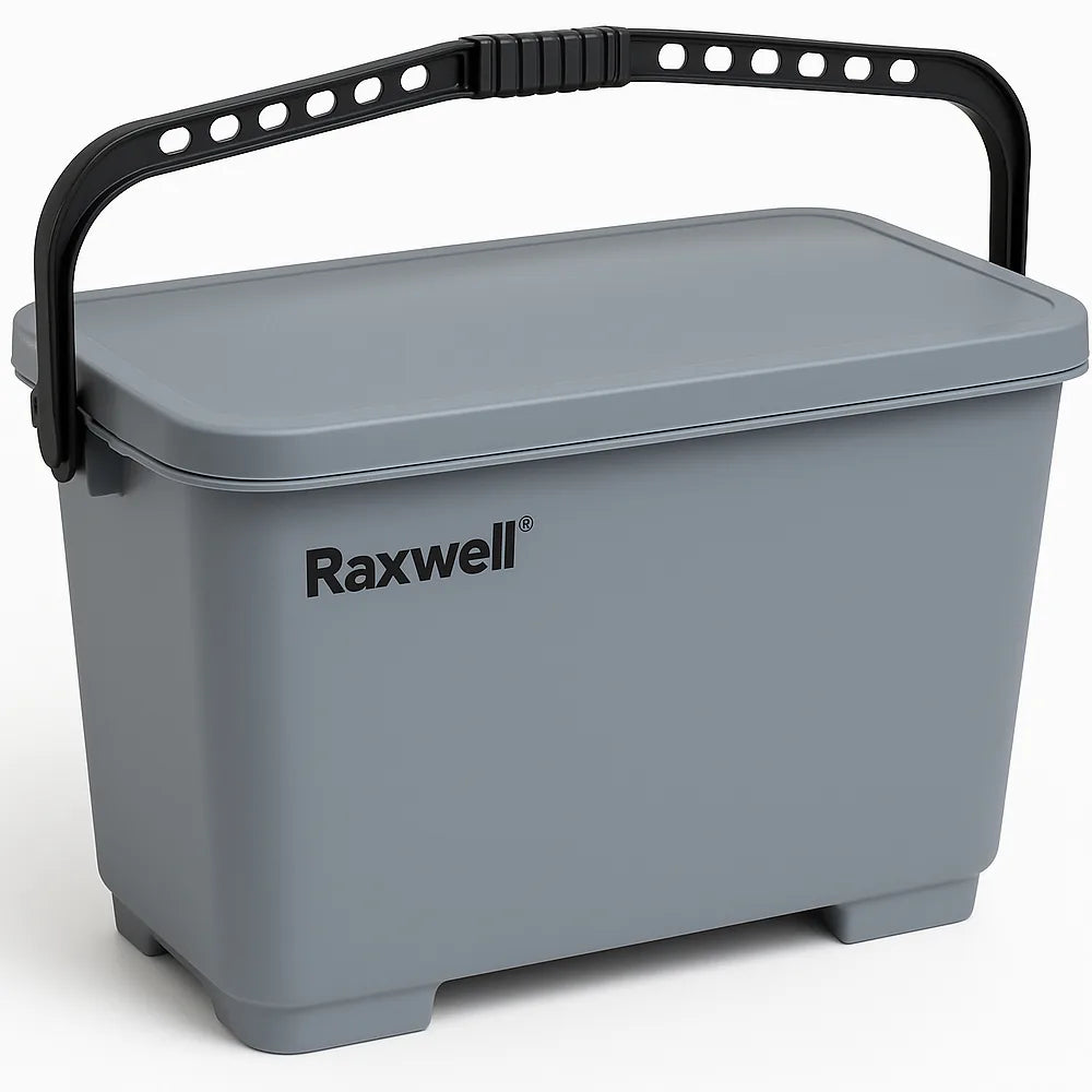 Mop Bucket w/ Strainer for Microfiber Flat Mop, 6 gallon, Gray, 6each/carton (Raxwell RJF1014)