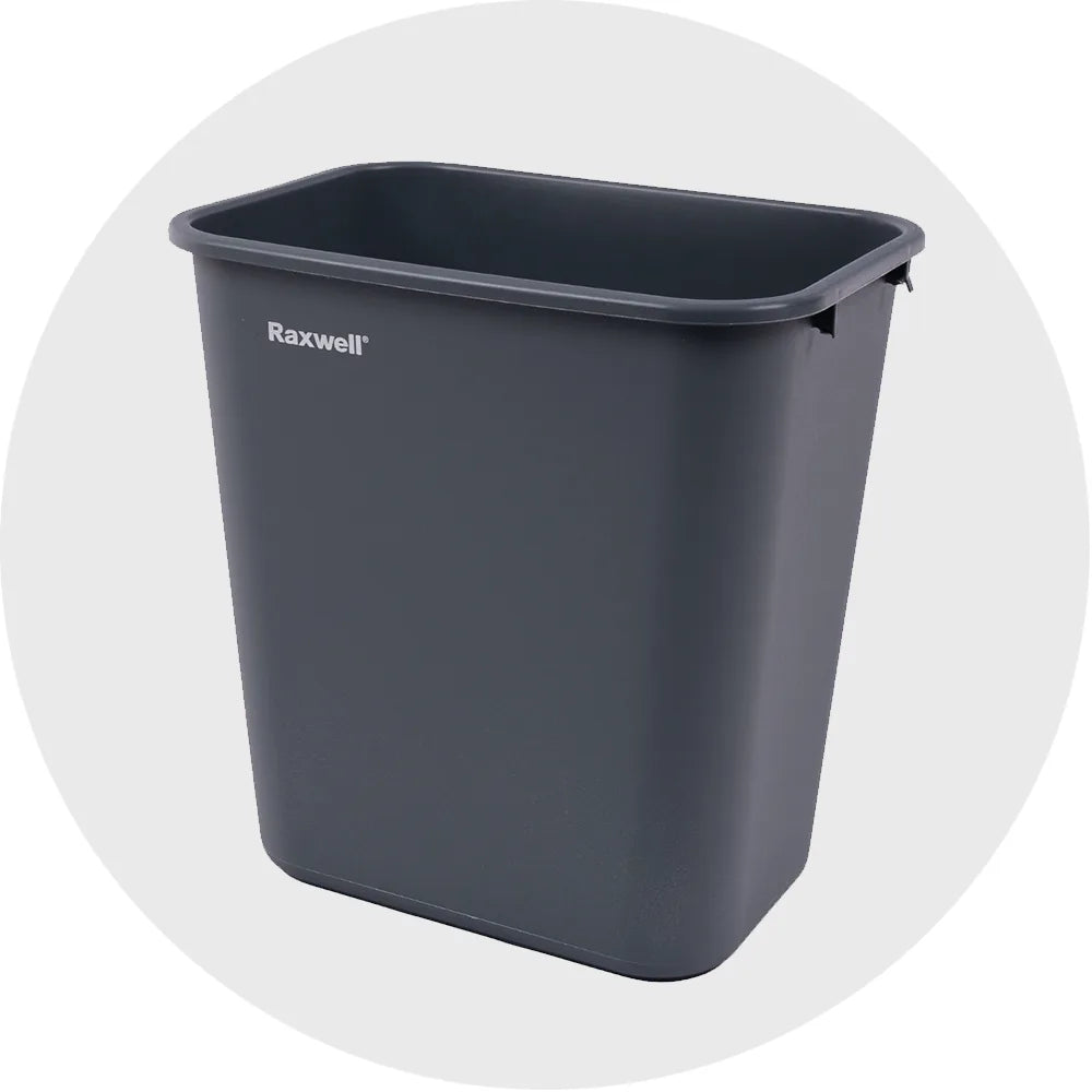 Wastebasket,7 Gallon, Black w/No Lid, 10each/carton (Raxwell RMW2000BLK)