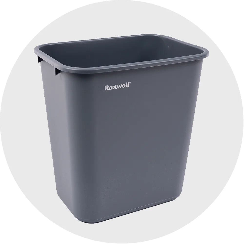 Wastebasket,7 Gallon, Gray w/No Lid, 10each/carton (Raxwell RMW2001GR)
