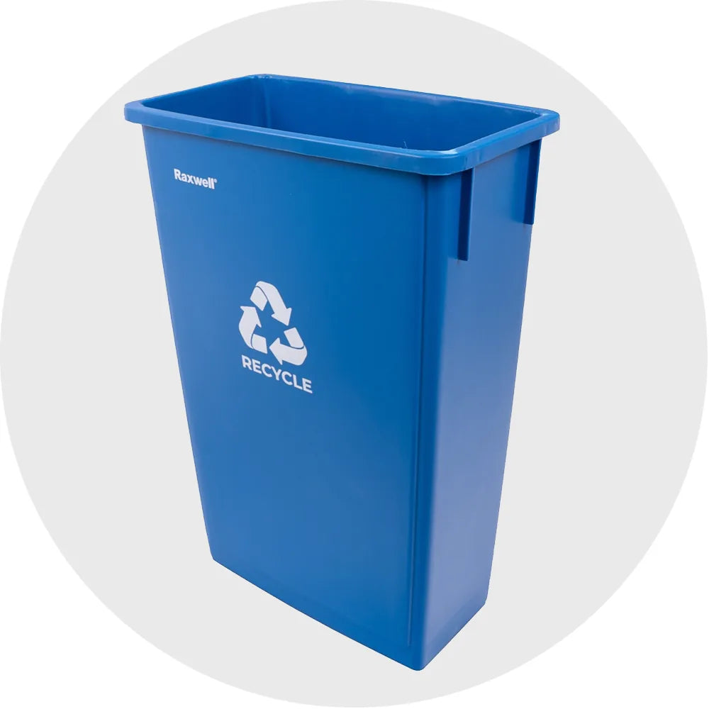 Waste Receptacle, Recycling, 23 Gallon, Blue, Reinforced Rim with Side Handles, each (Raxwell RMW2005BL)
