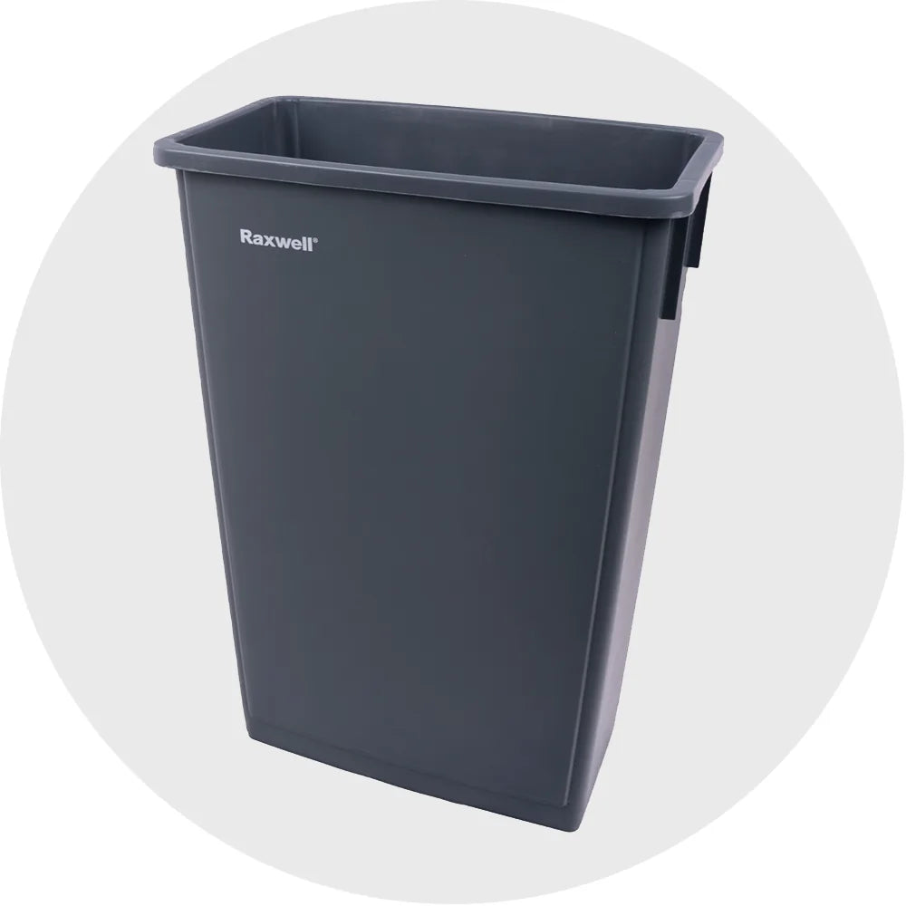 Waste Receptacle, 23 Gallon, Gray, Reinforced Rim with Side Handles, each (Raxwell RMW2008GR)