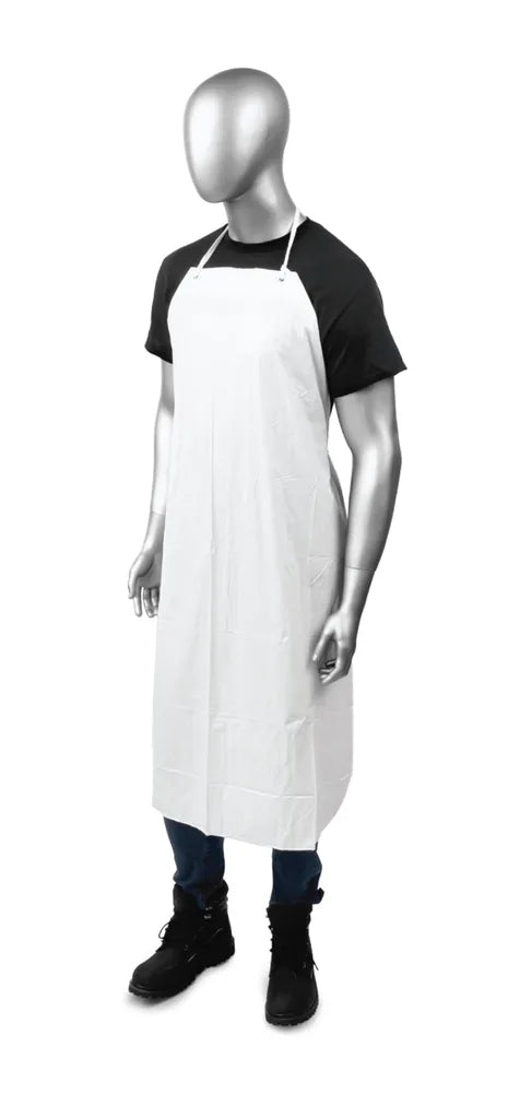 Vinyl Apron; 35x45, 6 MIL, w/ reinforced grommets, white, 12/pack, 6 packs/carton (Raxwell RS3545V6W)