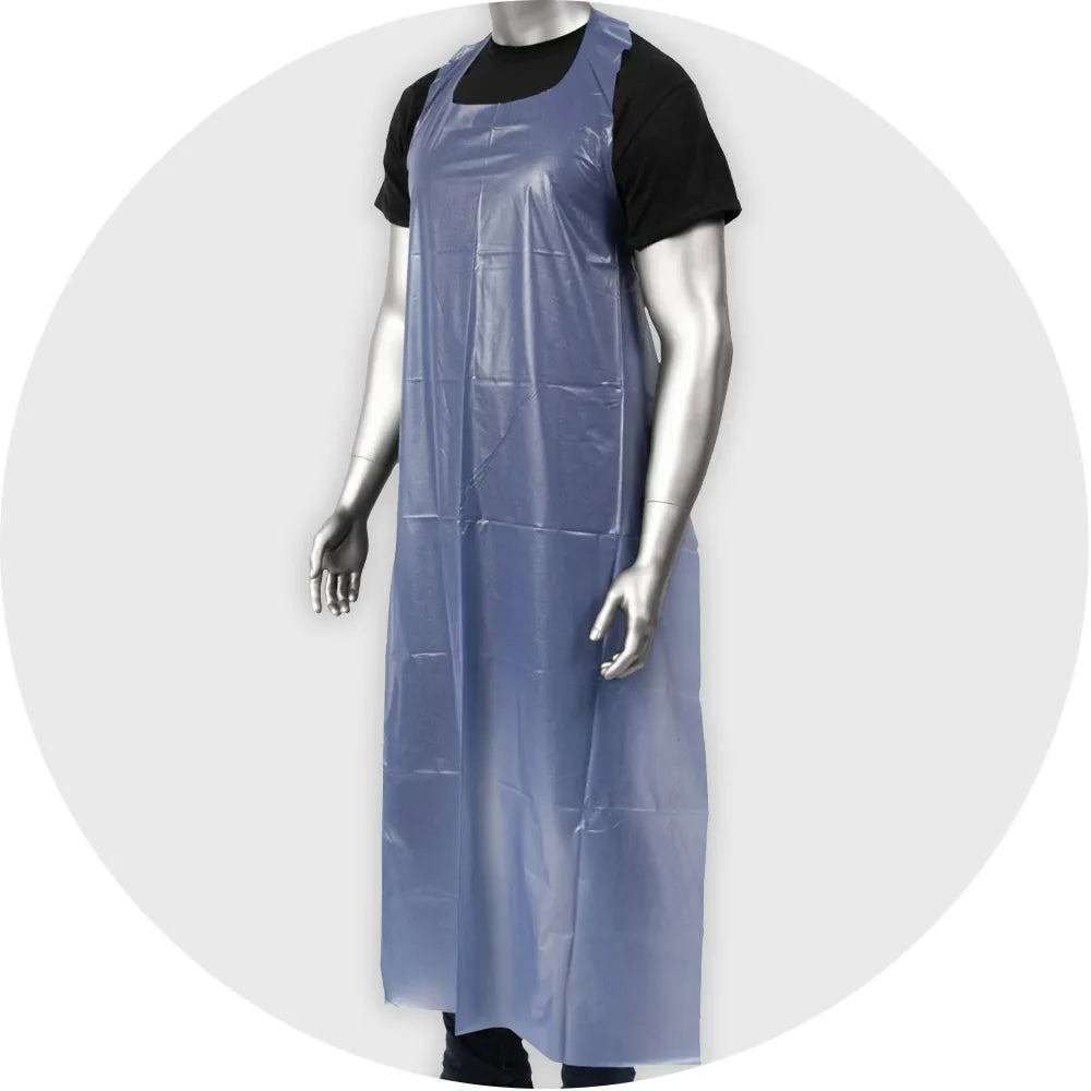 Vinyl Apron; 35x48, 4 MIL, w/ reinforced grommets, blue, 12/pack, 6 packs/carton (Raxwell RS3548V4B)