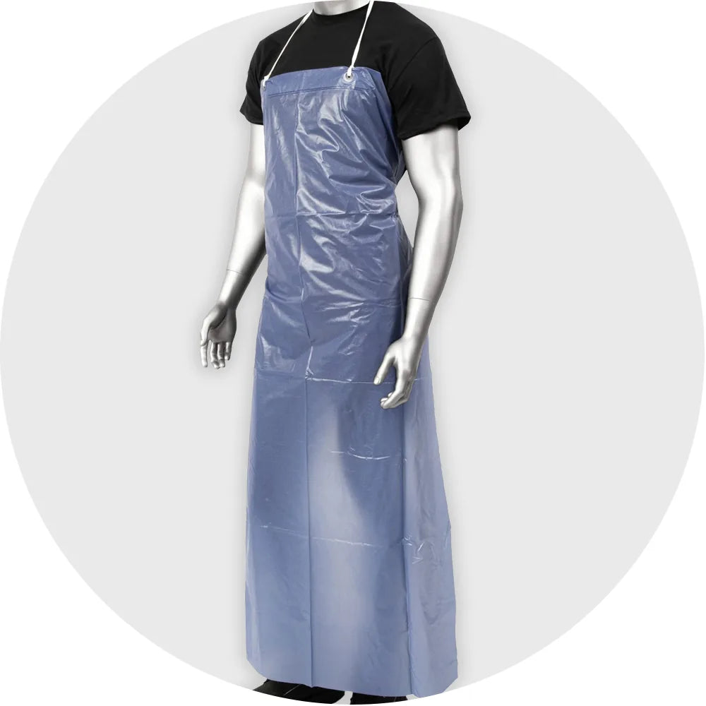 Vinyl Apron; 35x48, 6 MIL, w/ reinforced grommets, blue, 12/pack, 6 packs/carton (Raxwell RS3548V6B)