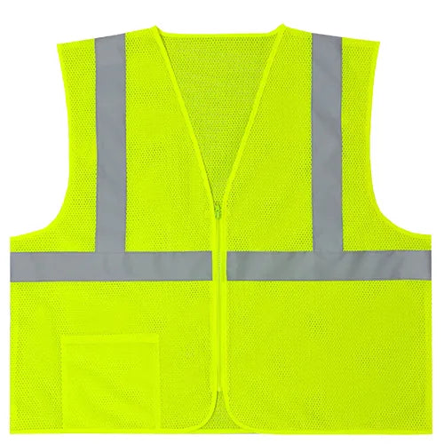 Safety Vest, Class 2 Standard Hi-Vis, 1 Pocket & Zipper Closure, Mesh Poly, Large/X-large (Raxwell RSB1101XL)