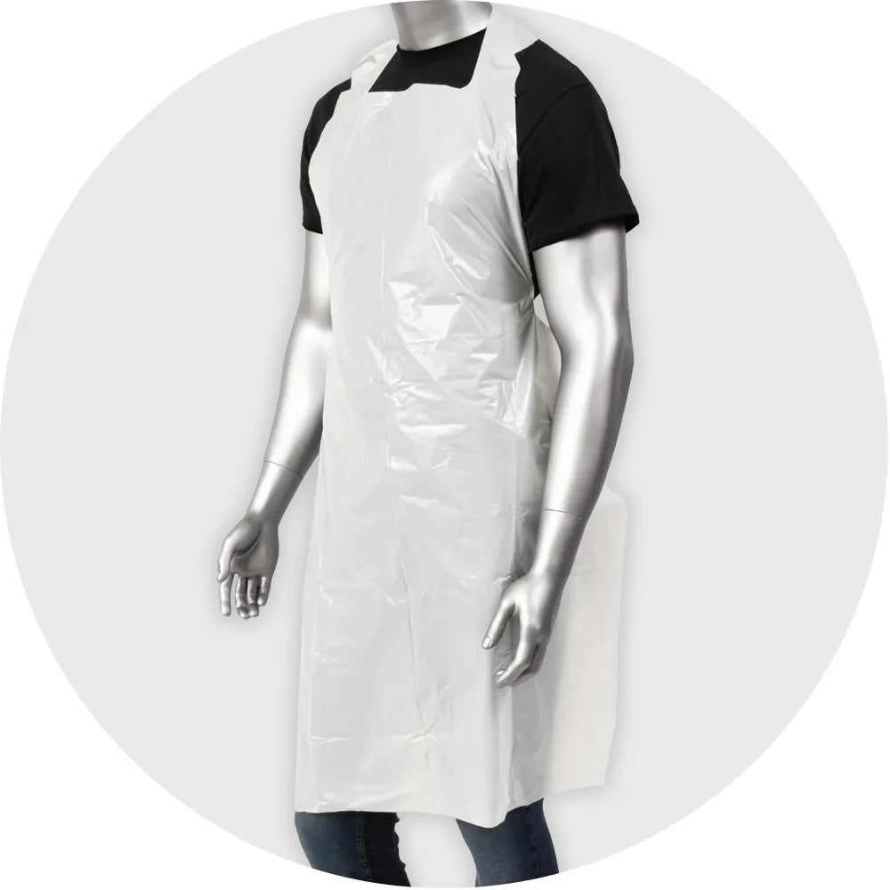 Polyethelene Apron, 1 MIL 28 x 46, Regular Wt., Blue, 50/Pack; 10 packs/carton (Raxwell RSB2846PB)
