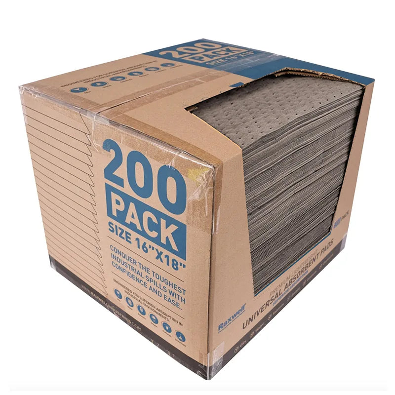 Raxwell 16"x18" Universal Premium Lightweight Absorbent Pads - 190 GSM, 200 ct/box (Raxwell RSM1101)