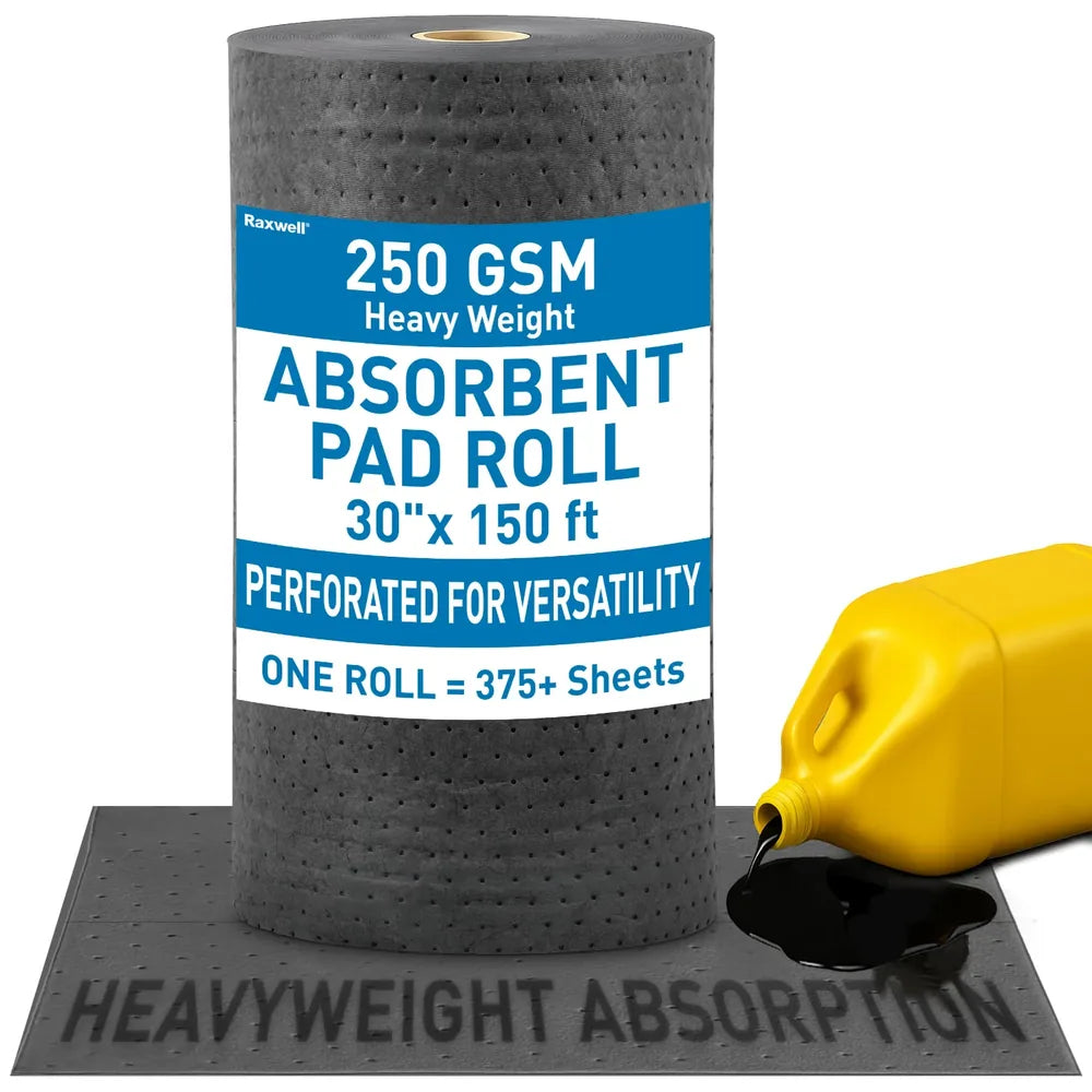 Raxwell 30"x150 ft Universal Heavyweight Absorbent Pads - 250 GSM, 1 Roll (Raxwell RSM1121)