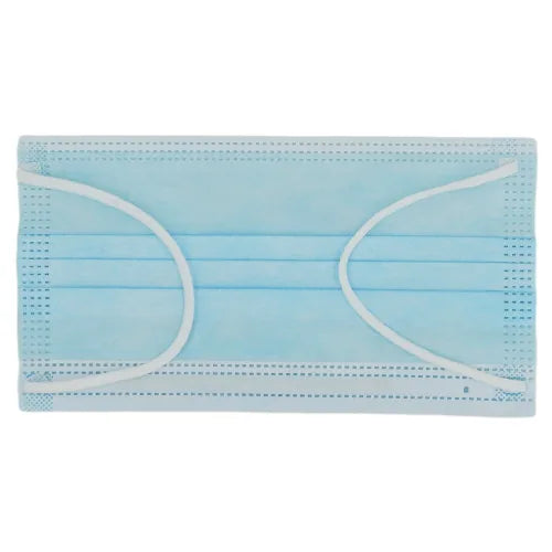3-Ply Face Mask with Ear Loops, Polypropylene, One-Size-Fits-All, Light Blue (Raxwell RSR1300)