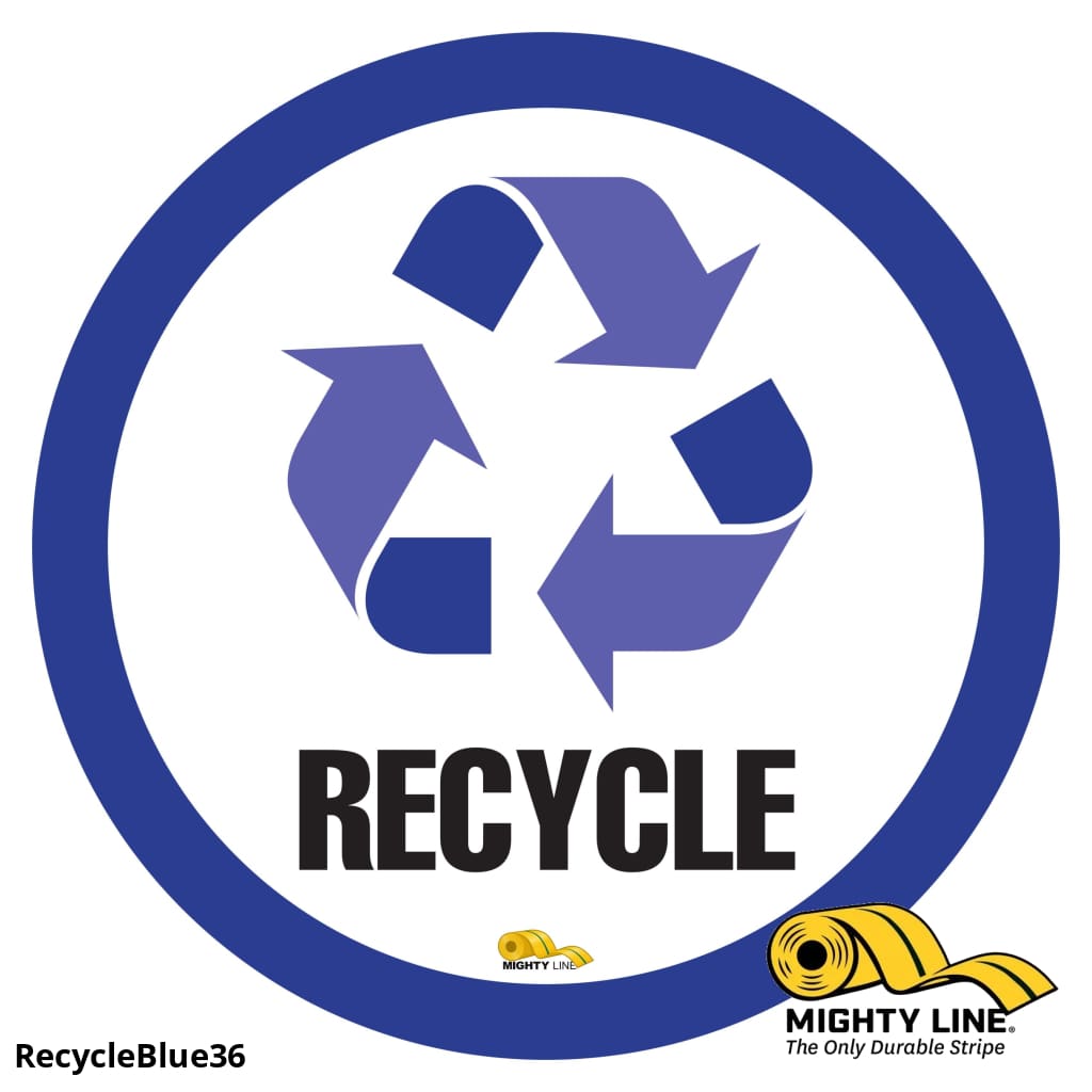 Mighty Line Recycle Blue Floor Sign, Floor Marking Sign, 36 in