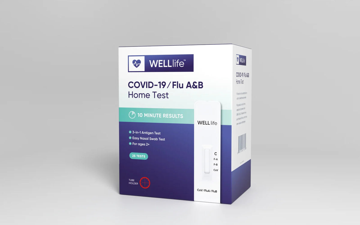WELLlife™ COVID-19 / Influenza A&B Home Test (25 Tests/Kit)