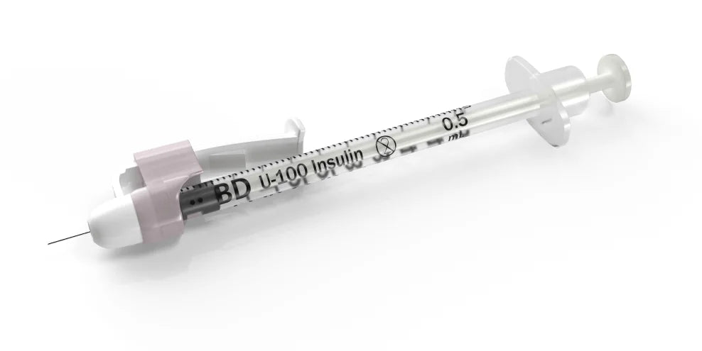 SafetyGlide™ Insulin Syringes, U-100, 6mm, 31G, 1mL