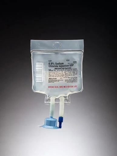 0.9% Sodium Chloride Injection, USP, 50 mL MINI-BAG Plus Container. Quad Pack, 80/CS