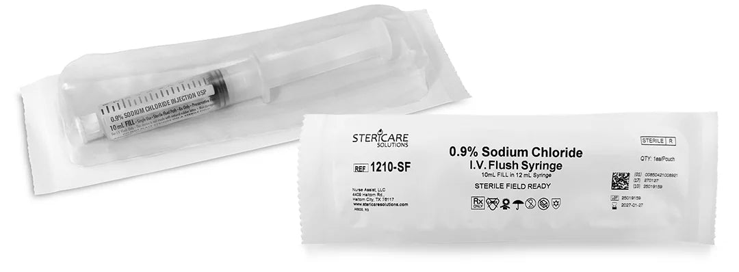 IV Flush Syringe, Saline, 10 mL, Sterile, Field Ready, 240/cs