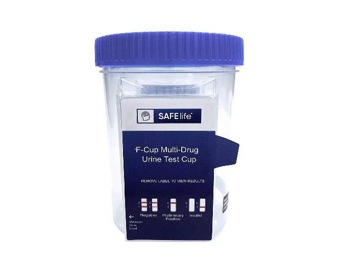 12-Panel F-Cup (flat-sided); AMP, BAR, BUP, BZO, COC, mAMP, MDMA, MOP, MTD, OXY, PCP, THC