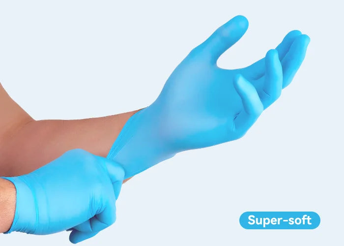 Kingfa Blue Nitrile Exam Gloves, Powder-Free, 4-mil