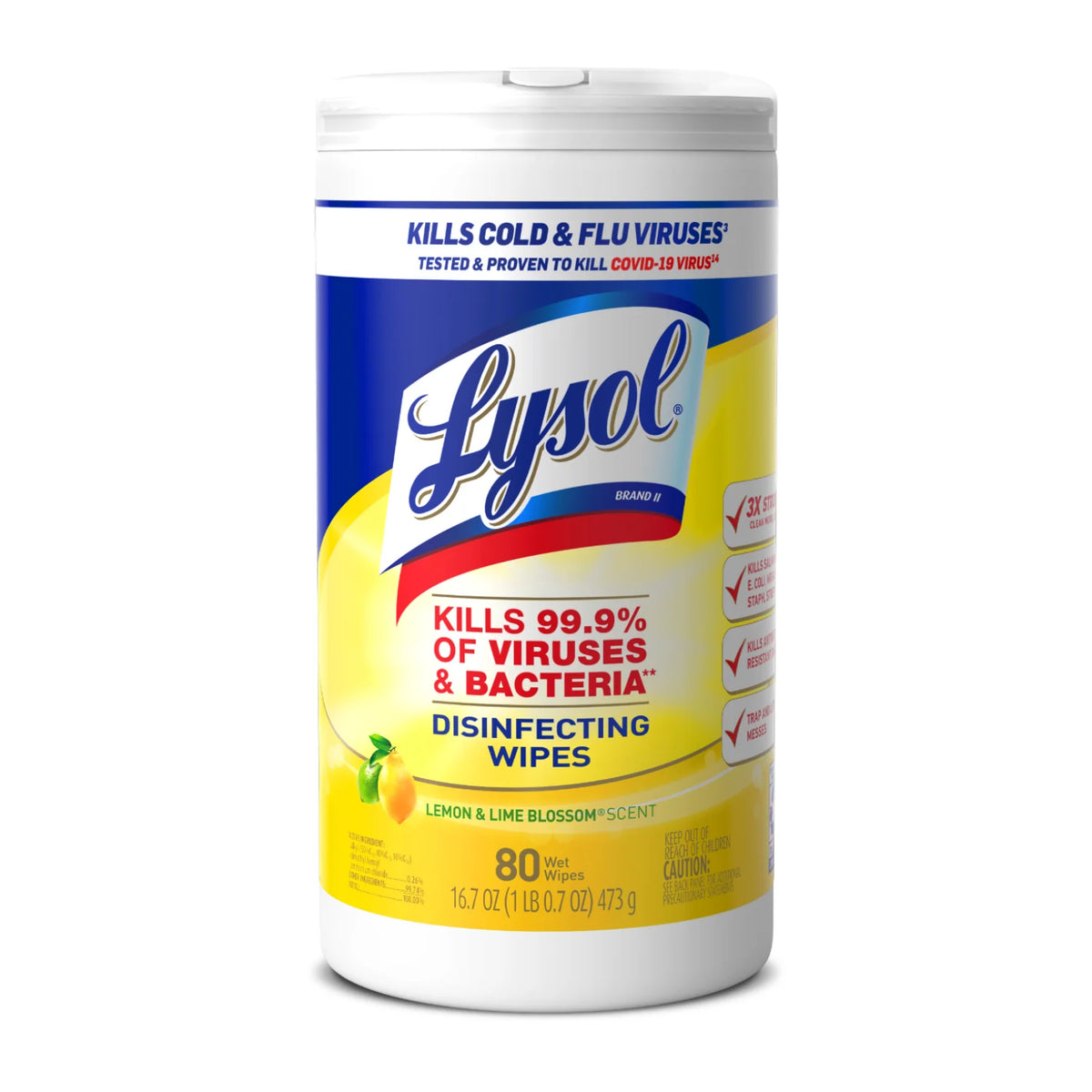 Lysol® Disinfecting Wipes, Lemon & Lime Blossom, 80 ct, 80 wipes/canister