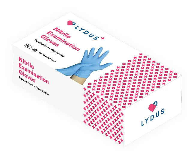 Lydus Blue Nitrile Exam Gloves, Powder-Free, 5-mil